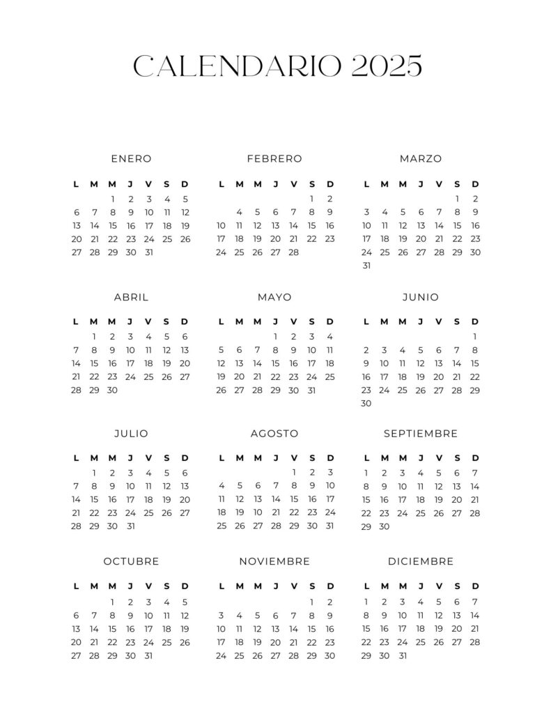 calendario 2025